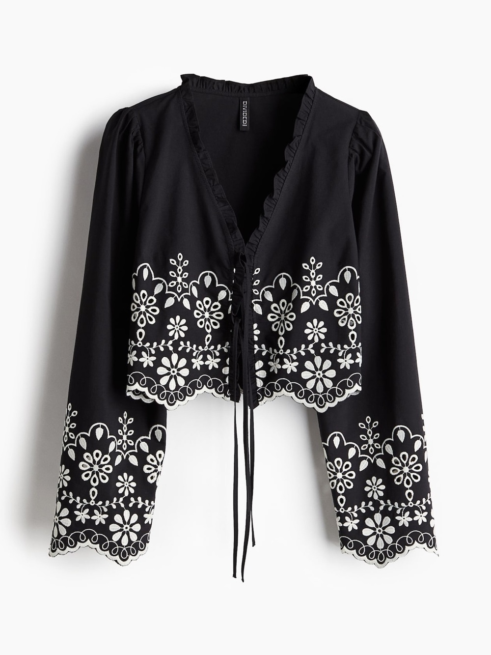 H&M Cotton Blouse With Eyelet Embroidery